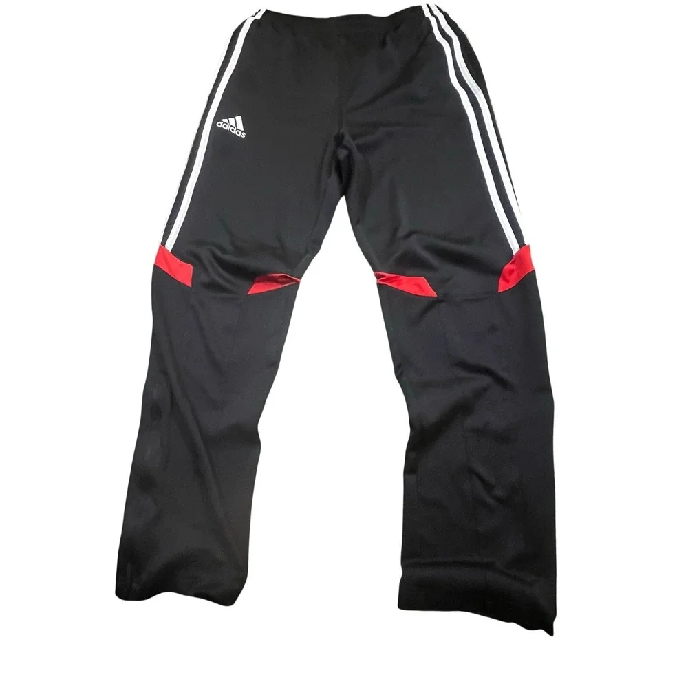 Vintage Adidas Track Pants Mens M Black Red 3 Stripe‎ Athletic Soccer Zip Ankle